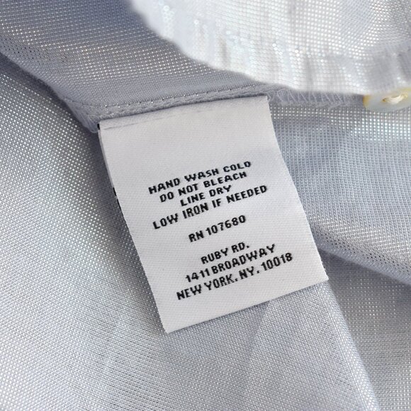 Women's Ruby Rd. Shirt Long Sleeve Top Button Up SIZE 14 Silver White Metallic - Picture 11 of 11